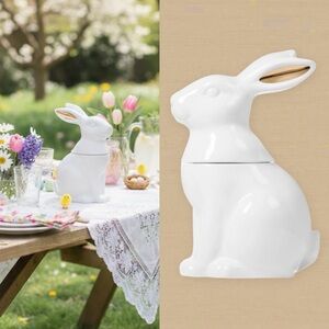 Threshold White Porcelain Bunny Jar with Gold Accent Ears